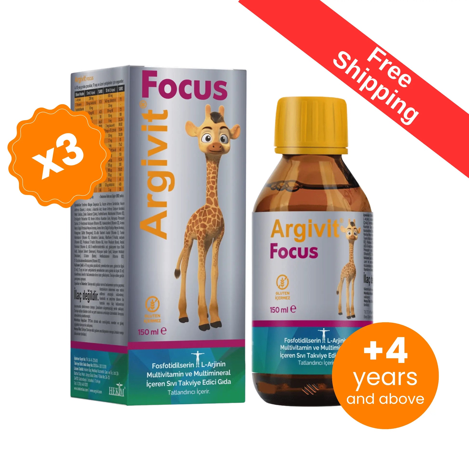 Argivit Focus Syrup 3 X 150 ml. argivit